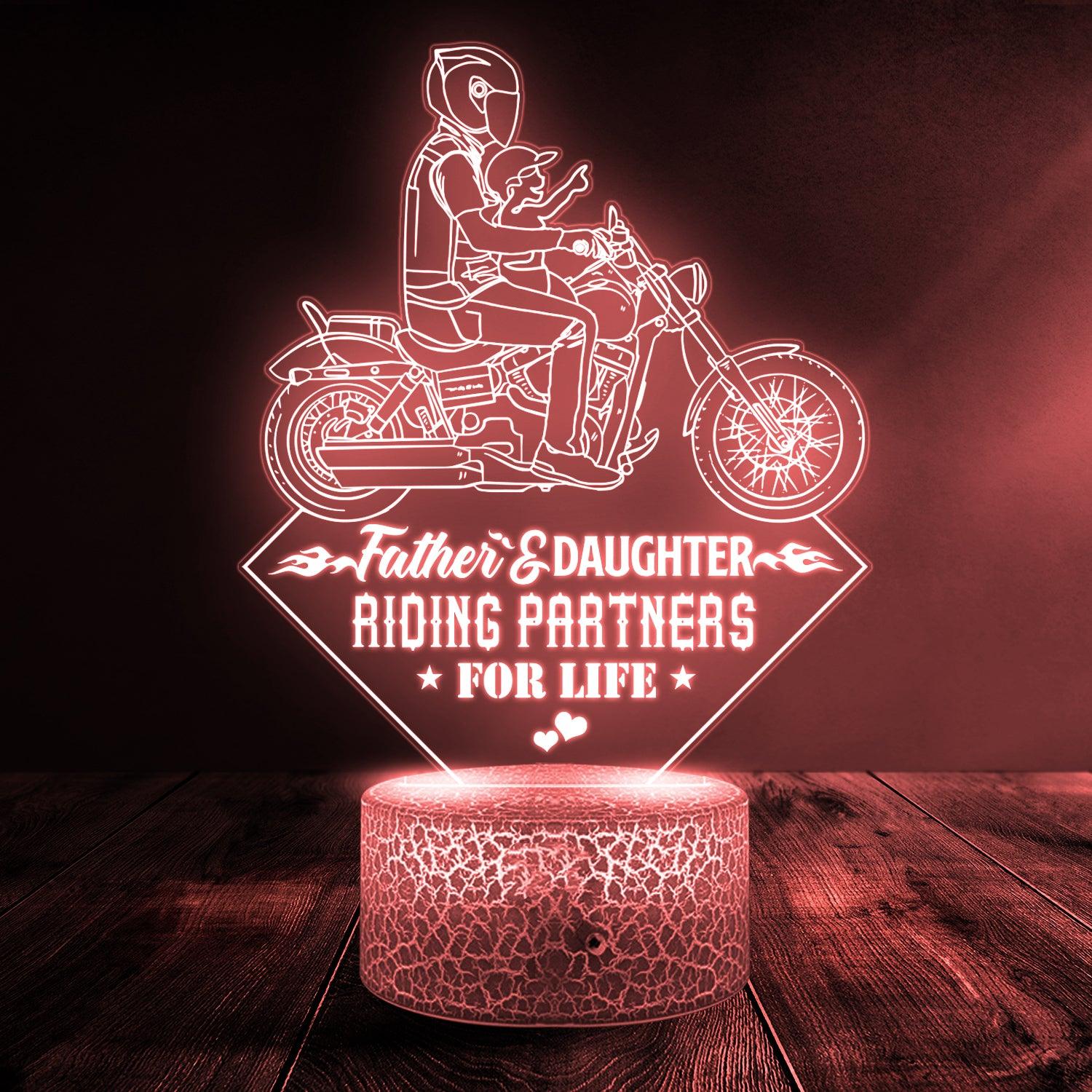 3D Led Light - Biker - To Father - From Daughter - Father And Daughter Riding Partners For Life - Auglca18007 - Gifts Holder