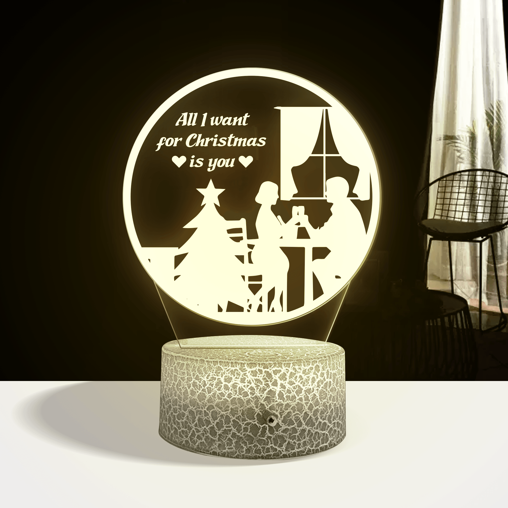 3D Led Light - Family - To My Soulmate - All I Want For Christmas Is You - Auglca13011 - Gifts Holder