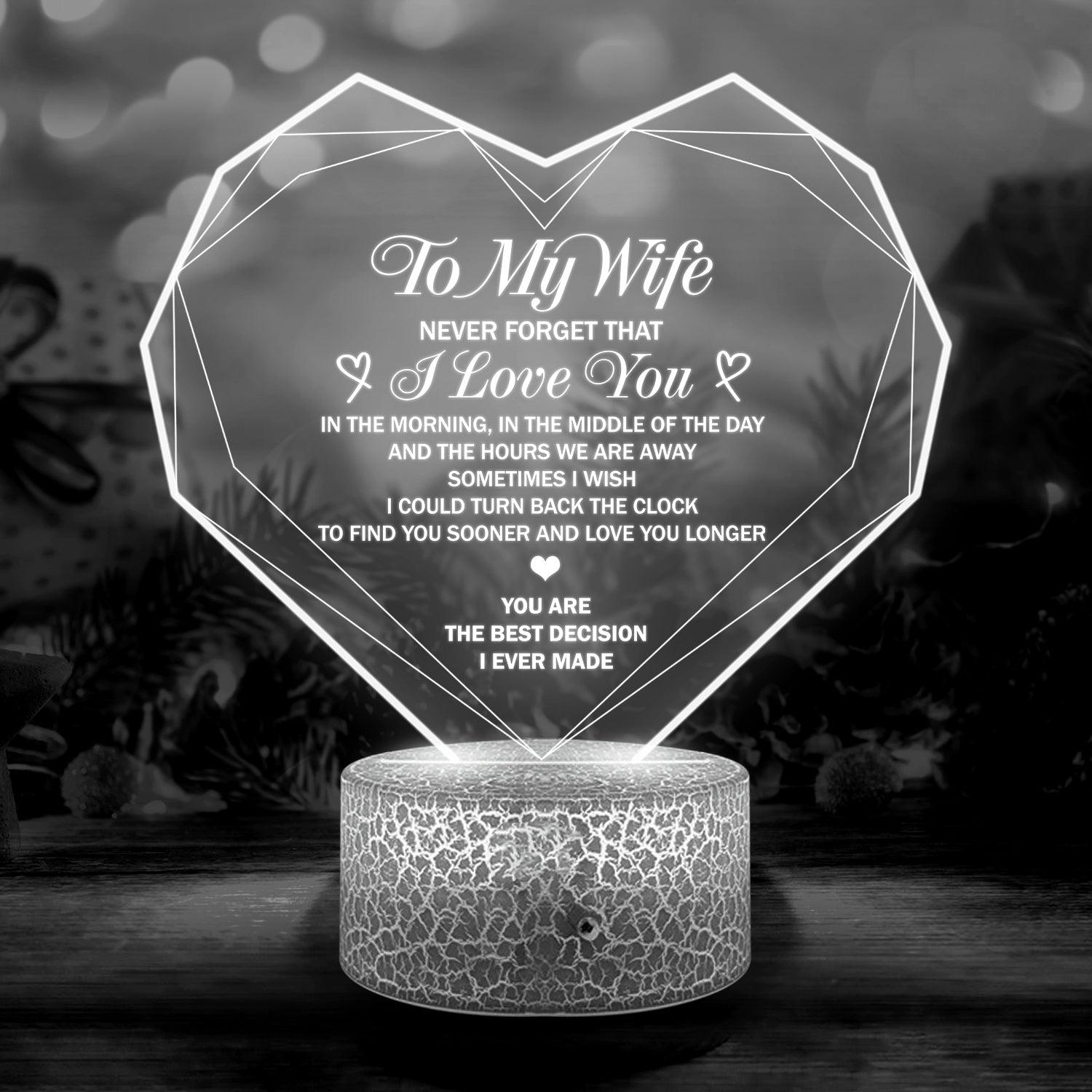 3D Led Light - Family - To My Wife - Never Forget That I Love You - Auglca15002 - Gifts Holder
