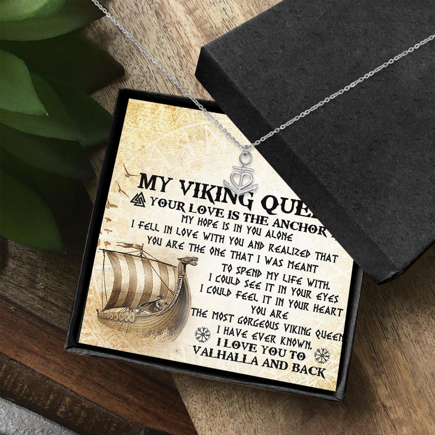 Anchor Necklace - Viking - To My Queen - I Love You To Valhalla And Back - Ausnc13005 - Gifts Holder
