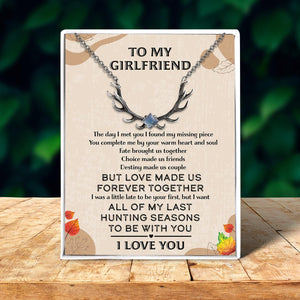 Antler Moonstone Necklace - Hunting - To My Girlfriend - You Complete Me By Your Warm Heart And Soul - Augnfw13001 - Gifts Holder