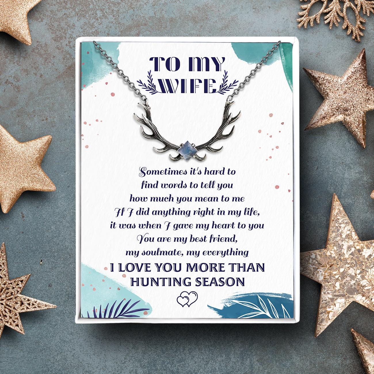 Antler Moonstone Necklace - Hunting - To My Wife - I Love You More Than Hunting Season - Augnfw15002 - Gifts Holder