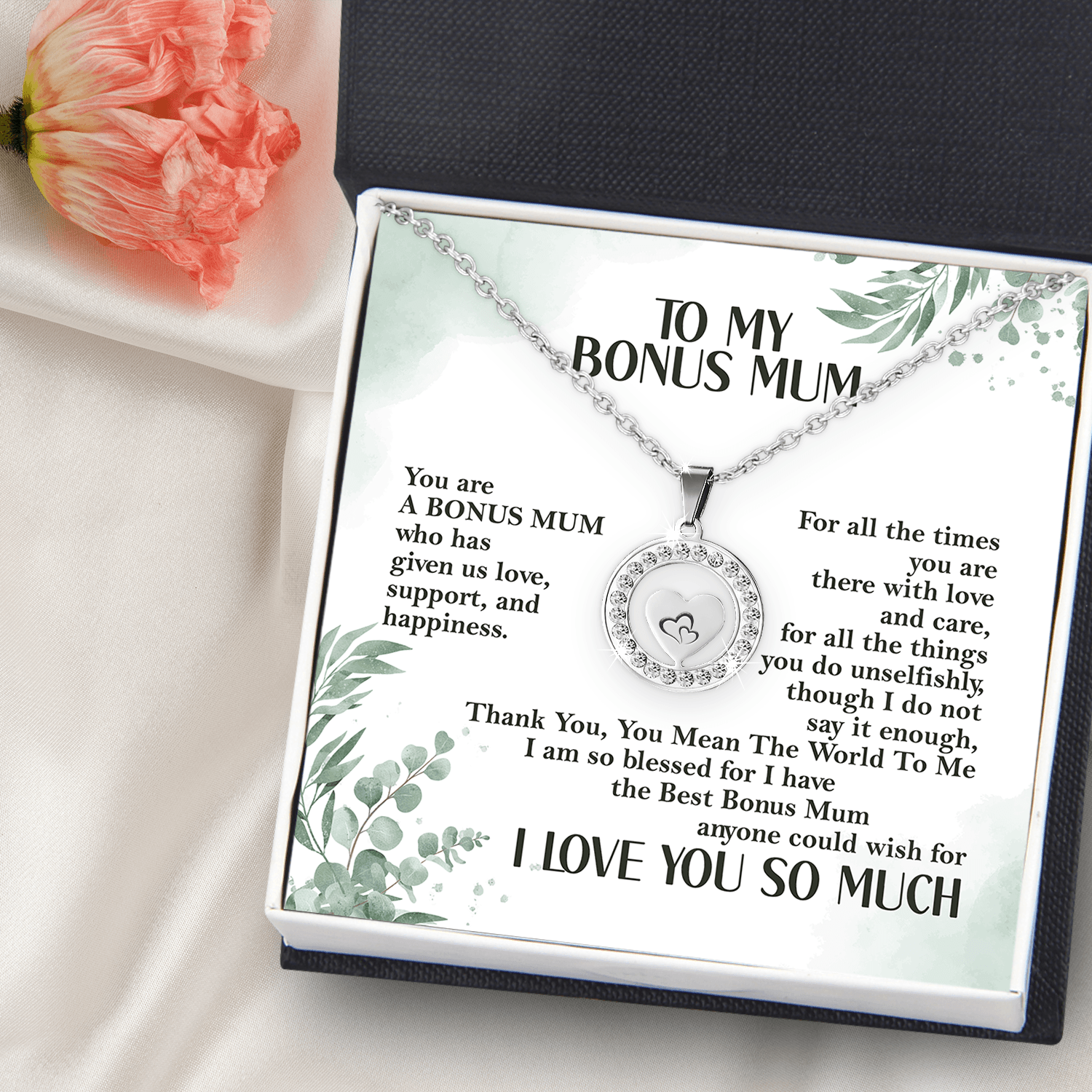 Circle Heart Necklace - Family - To My Bonus Mum - I Love You So Much - Augnod19002 - Gifts Holder