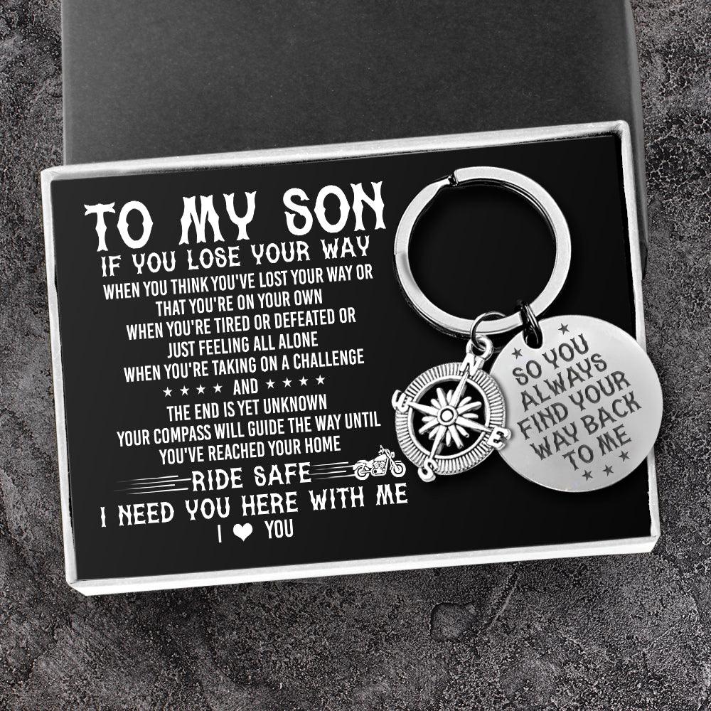 Compass Keychain - Biker - To My Son - If You Lose Your Way - Augkw16004 - Gifts Holder