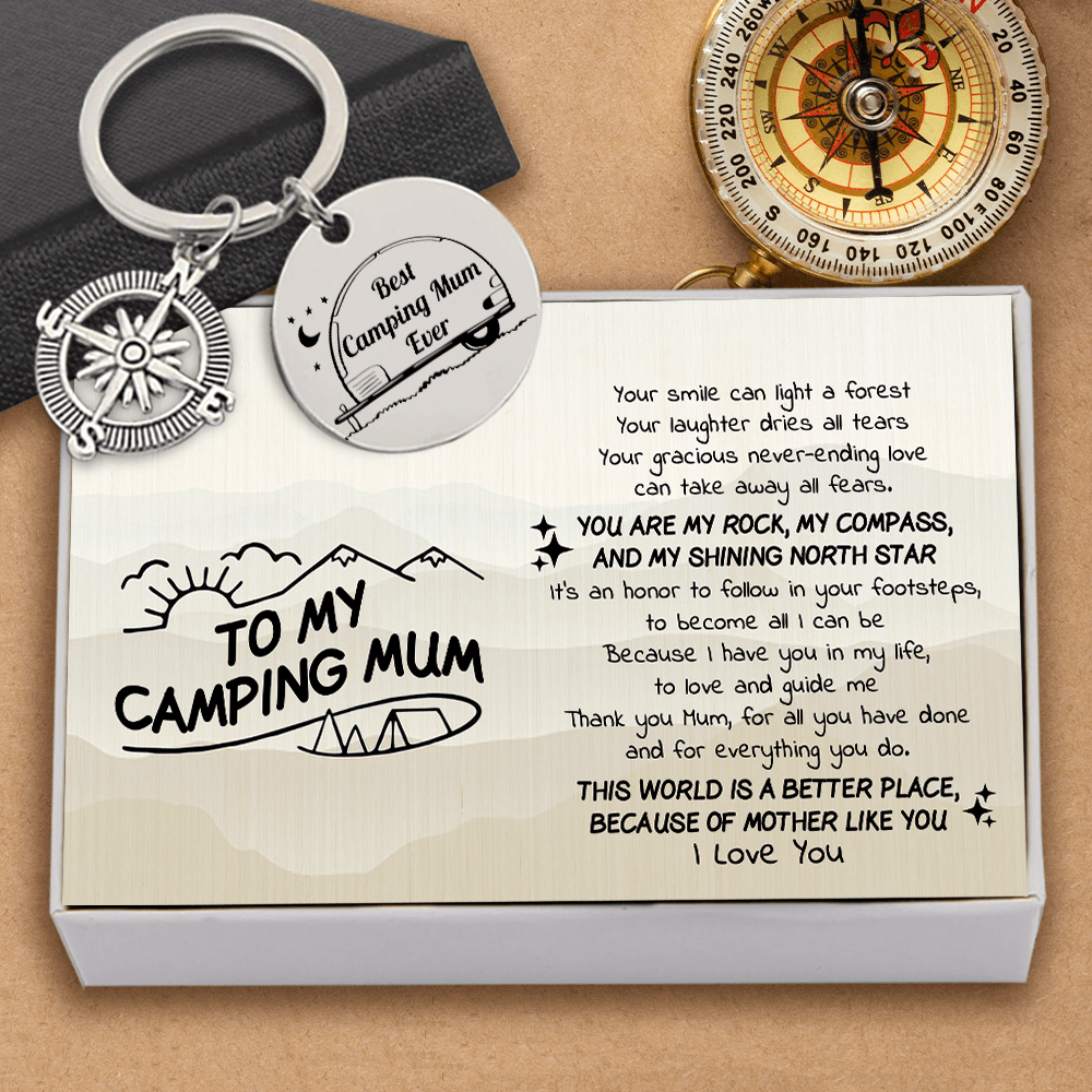 Compass Keychain - Camping - To My Camping Mum - My Shining North Star - Augkw19005 - Gifts Holder