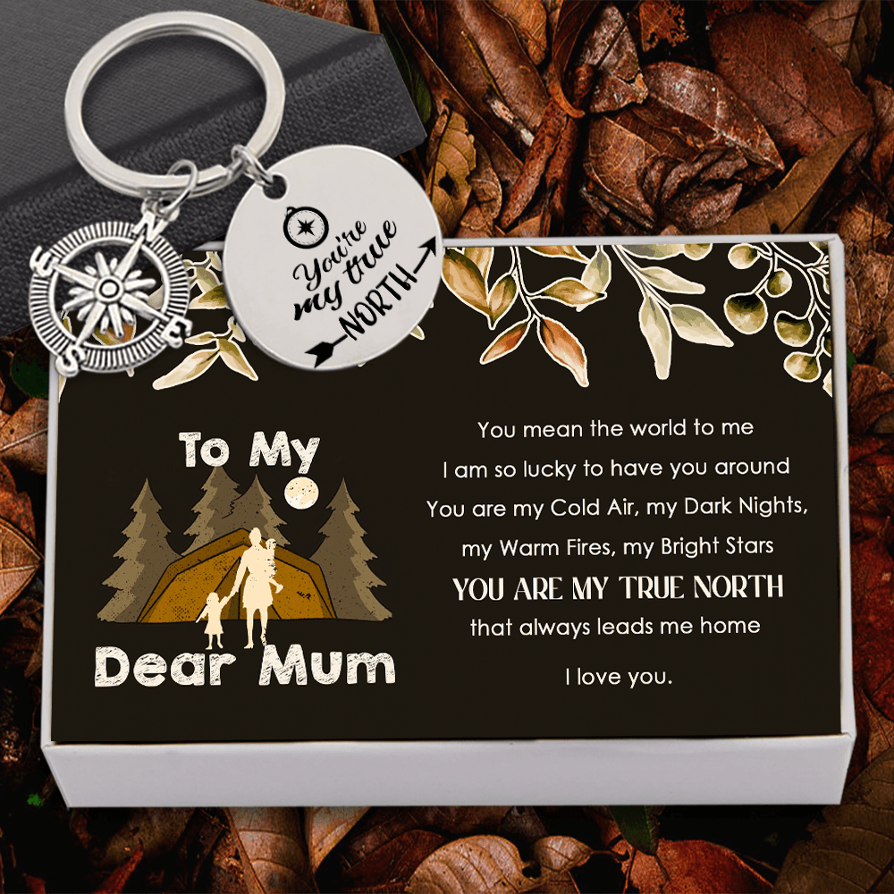 Compass Keychain - Camping - To My Dear Mum - You Mean The World To Me - Augkw19004 - Gifts Holder