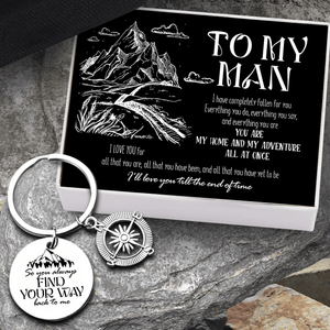 Compass Keychain - Hiking - To My Man - You Are My Home And My Adventure All At Once - Augkw26018 - Gifts Holder