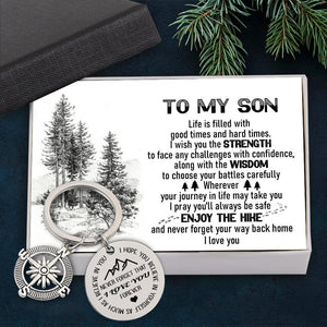 Compass Keychain - Hiking - To My Son - Enjoy The Hike - Augkw16003 - Gifts Holder