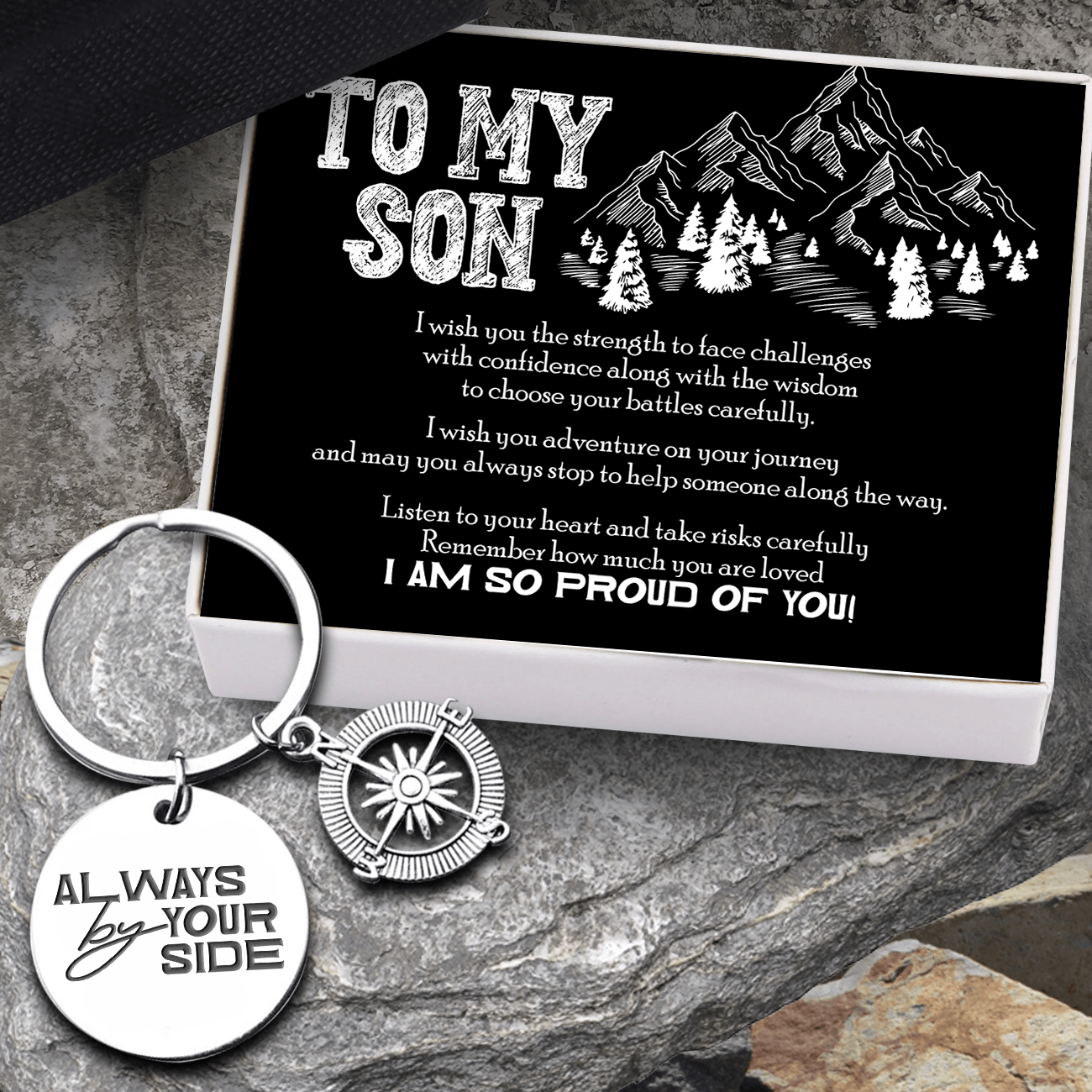 Compass Keychain - Hiking - To My Son - Remember How Much You Are Loved - Augkw16015 - Gifts Holder
