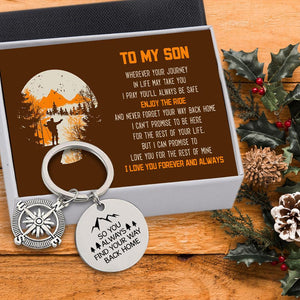 Compass Keychain - Hiking - To My Son - So You Always Find Your Way Back Home - Augkw16002 - Gifts Holder