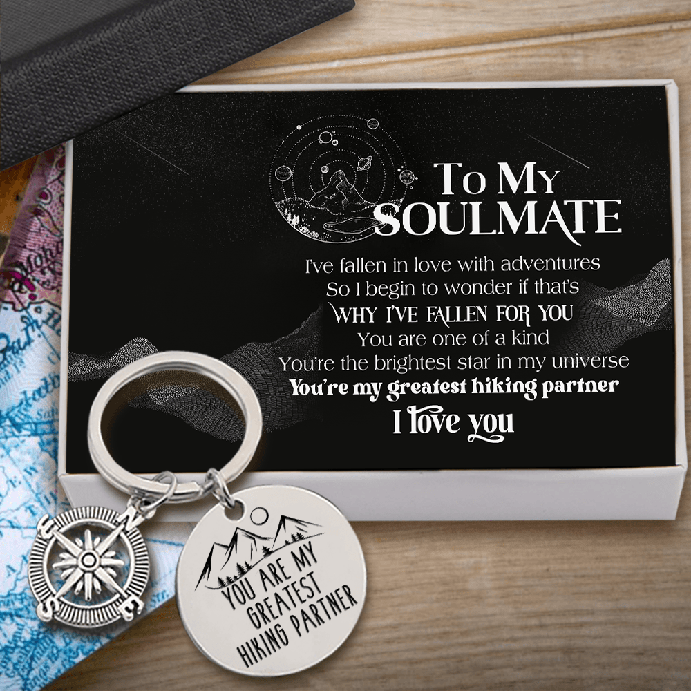 Compass Keychain - Hiking - To My Soulmate - You Are The Brightest Star In My Universe - Augkw13008 - Gifts Holder