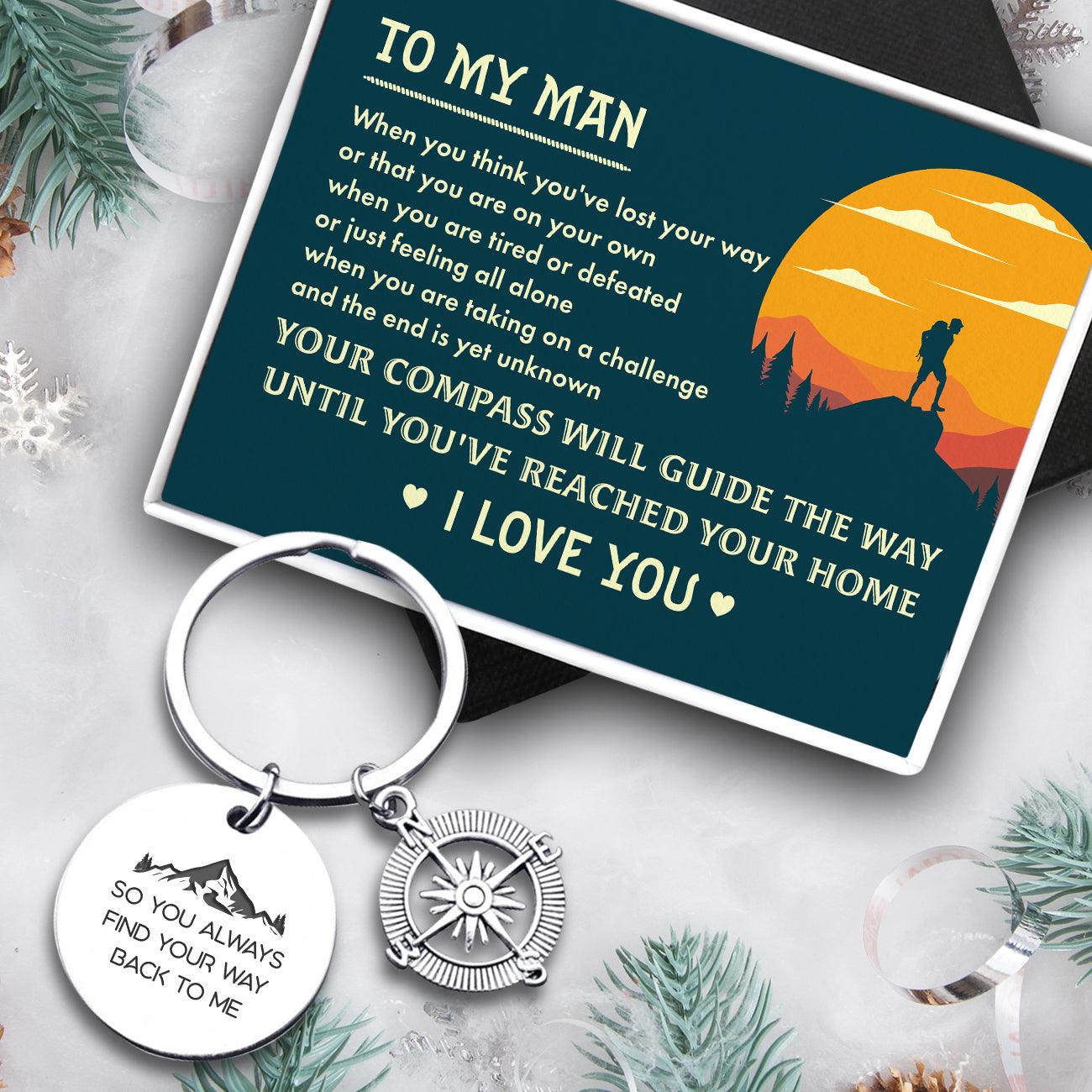Compass Keychain - Travel - To My Man - So You Always Find Your Way Back To Me - Augkw26007 - Gifts Holder