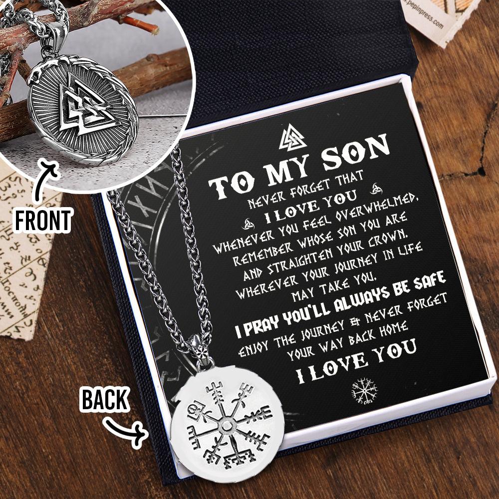 Compass Nordic Necklace - Viking - To My Son - Enjoy The Journey - Augnfv16001 - Gifts Holder