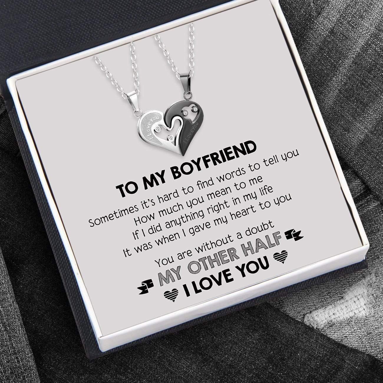 Couple Heart Necklaces - To My Boyfriend - How Much You Mean To Me - Auglt12001 - Gifts Holder