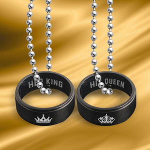 Couple Pendant Necklaces - To My Bearded Man - You're My King And I'm Your Queen - Augnw26001