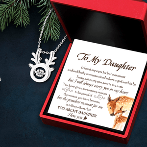 Crystal Reindeer Necklace - Hunting - To My Daughter - I Will Always Carry You In My Heart - Augnfu17004 - Gifts Holder