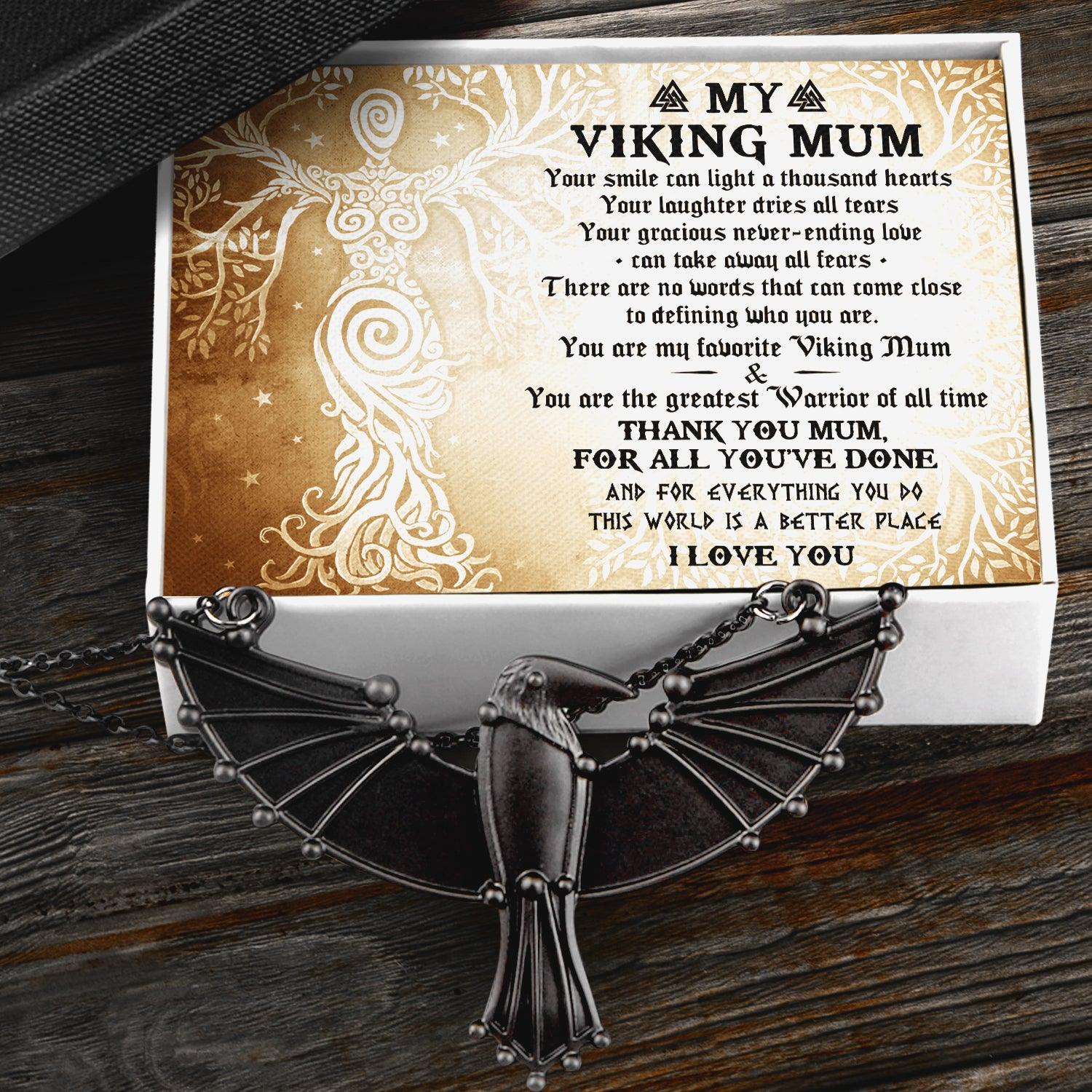 Dark Raven Necklace - To My Viking Mum - You Are My Favorite Viking Mum - Augncm19001 - Gifts Holder