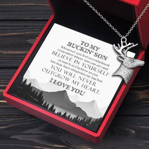 Deer Shaped Necklace - Hunting - To My Buckin' Son - You Will Never Outgrow My Heart - Augnnd16002 - Gifts Holder