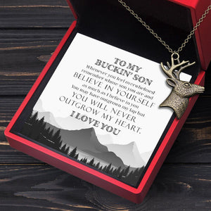 Deer Shaped Necklace - Hunting - To My Buckin' Son - You Will Never Outgrow My Heart - Augnnd16002 - Gifts Holder