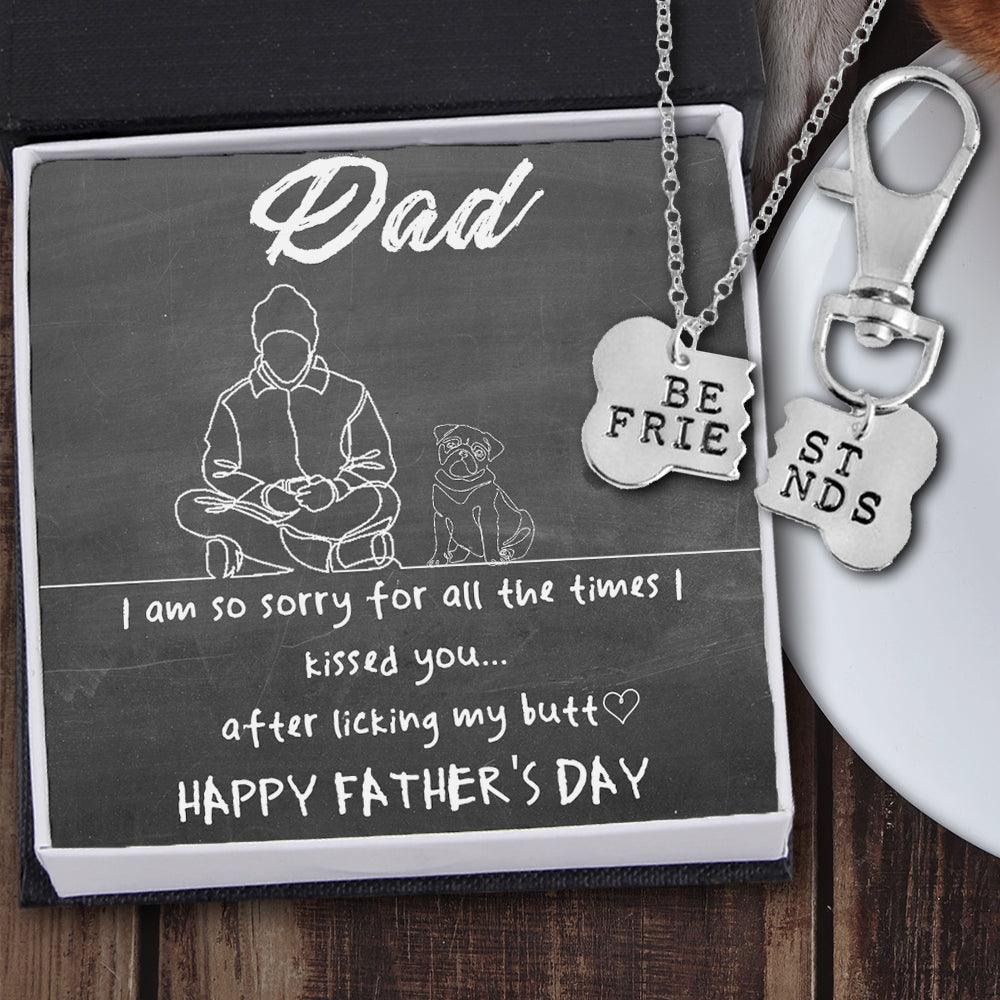Dog Bone Necklace & Keychain Set - Dog - To Dad - Happy Father's Day! - Augkeh18003 - Gifts Holder