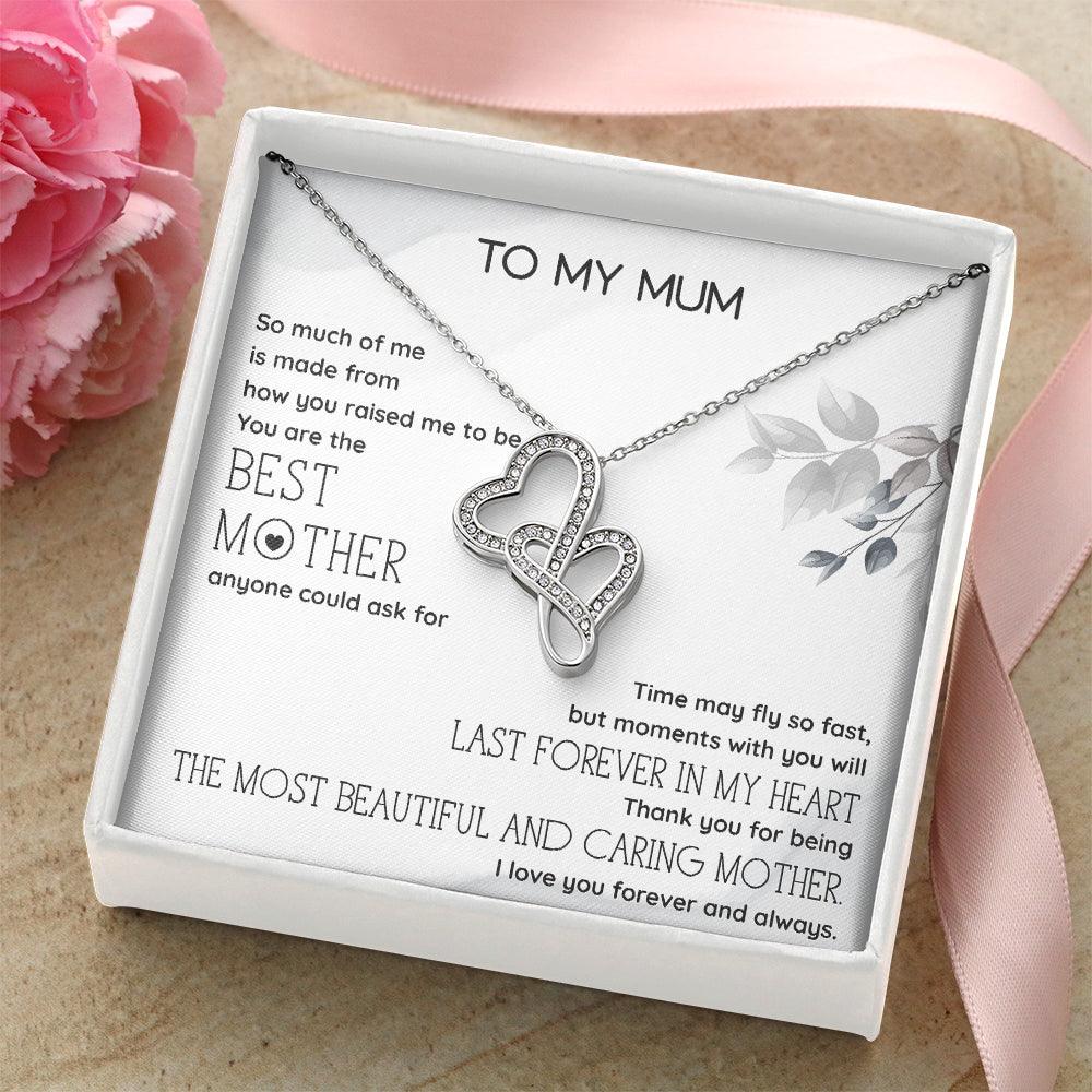 Double Hearts Necklace - Family - To My Mum - The Most Beautiful And Caring Mother - Aussa19005 - Gifts Holder