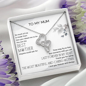 Double Hearts Necklace - Family - To My Mum - The Most Beautiful And Caring Mother - Aussa19005 - Gifts Holder