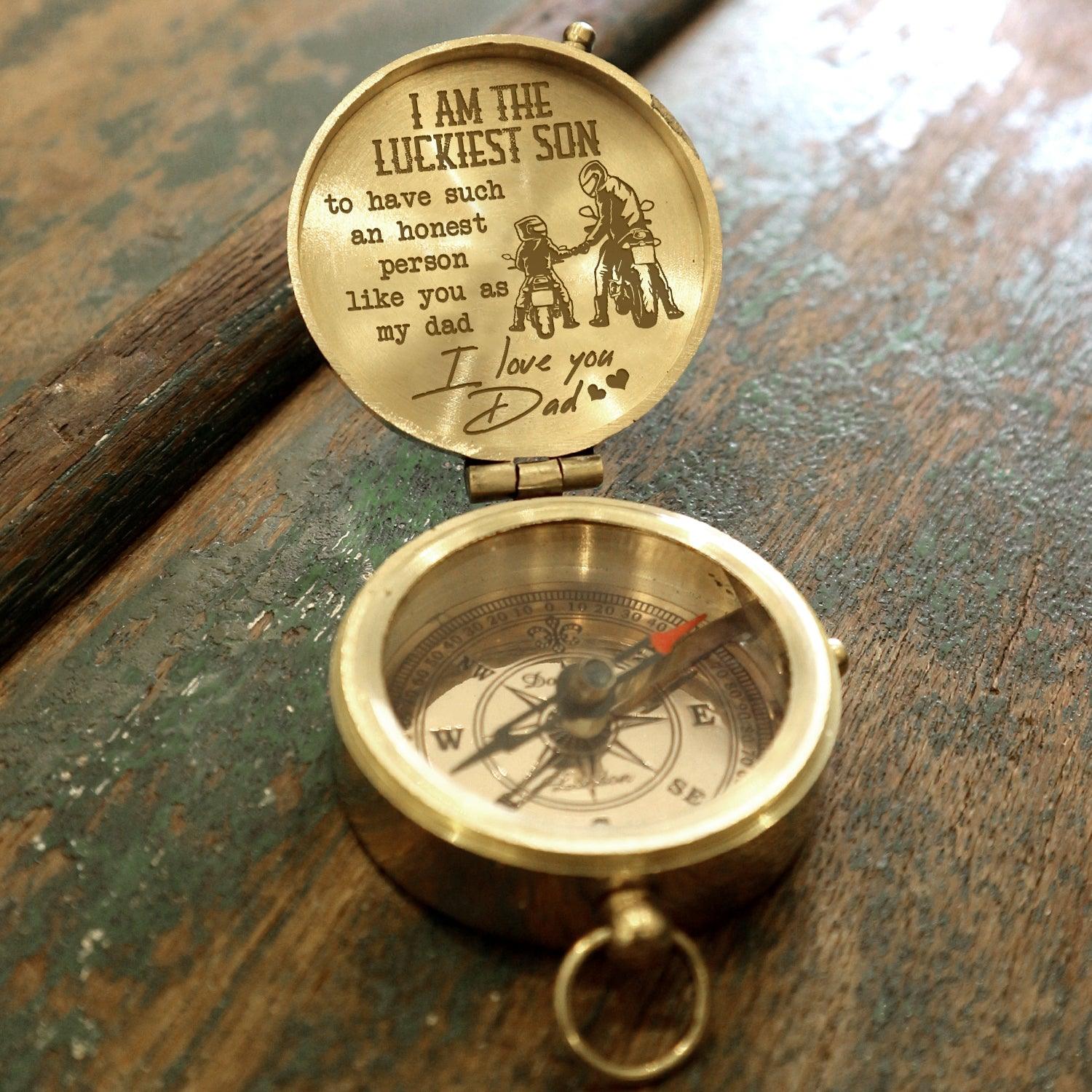 Engraved Compass - Biker - To My Dad - I Am The Luckiest Son - Augpb18007 - Gifts Holder