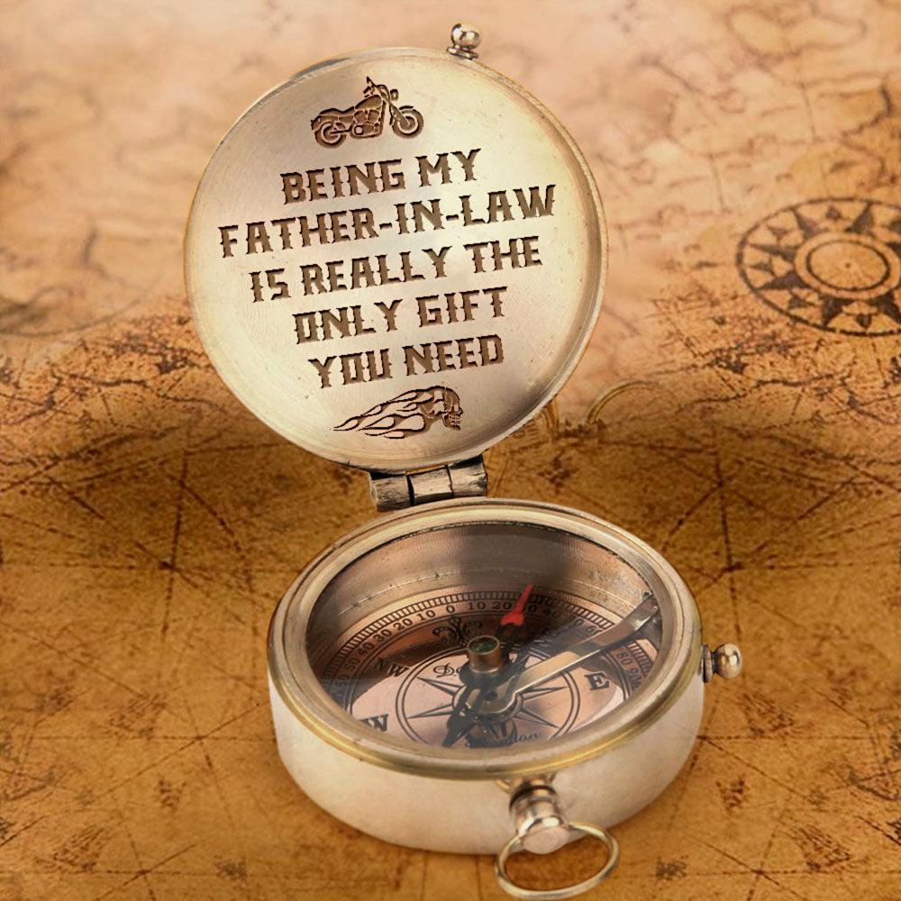 Engraved Compass - Biker - To My Father-In-Law - Being My Father-In-Law Is Really The Only Gift You Need - Augpb18004 - Gifts Holder
