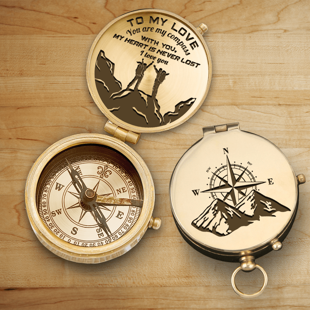 Engraved Compass - Hiking - To My Love - With You, My Heart Is Never Lost - Augpb13002 - Gifts Holder