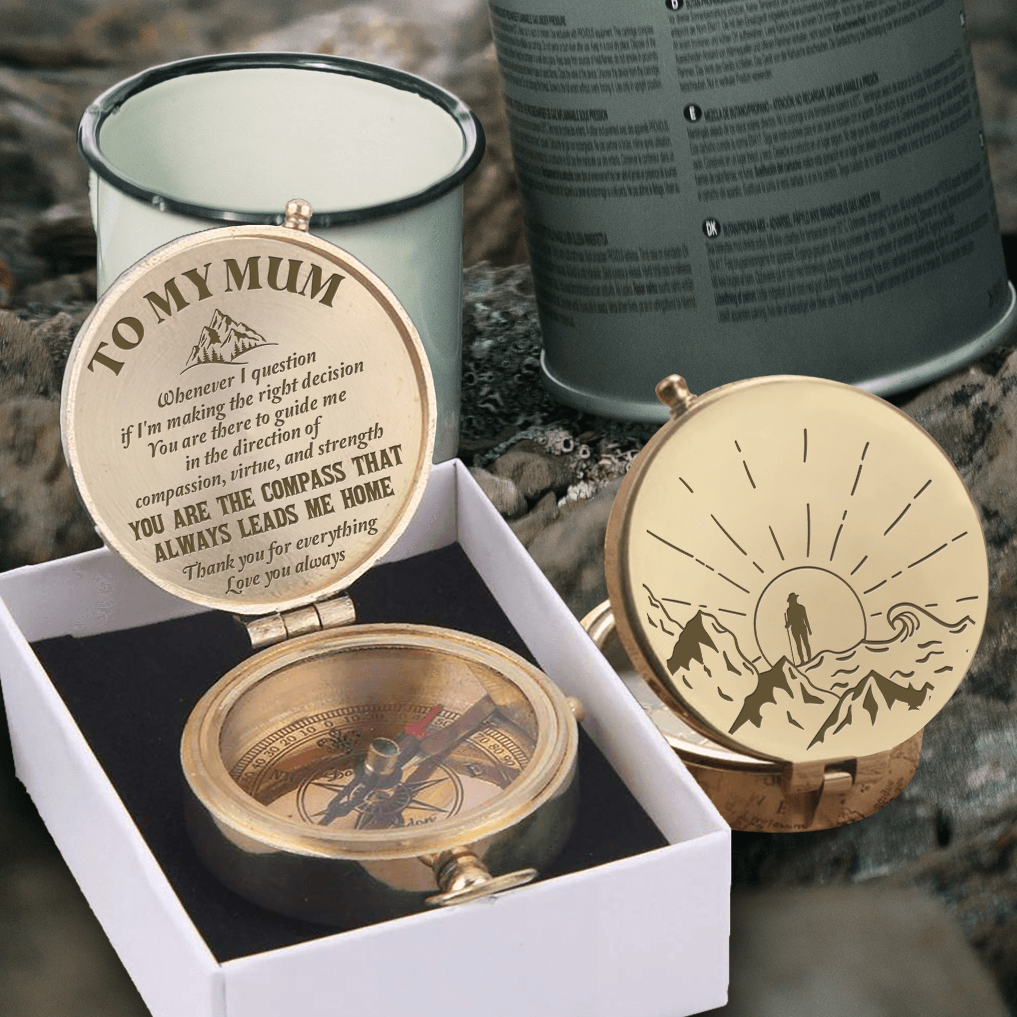 Engraved Compass - Hiking - To My Mum - Love You Always - Augpb19003 - Gifts Holder