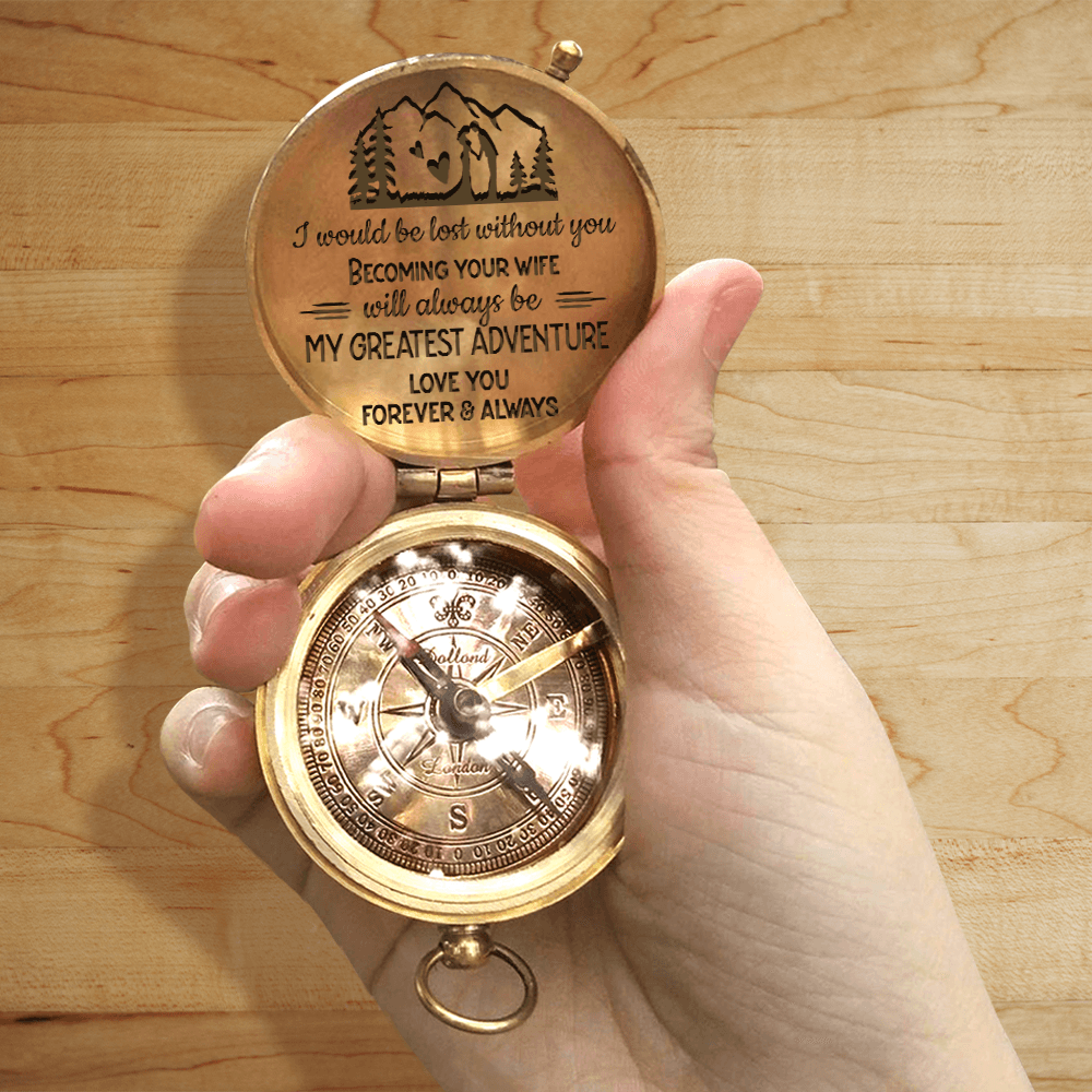 Engraved Compass - Hiking - Wedding - To My Husband - Love You Forever & Always - Augpb14001 - Gifts Holder