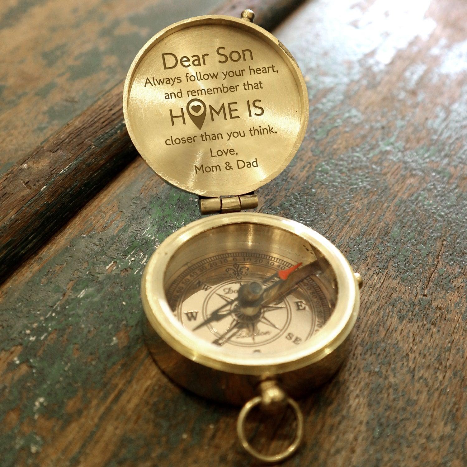 Engraved Compass - Travel - To My Son - Home Is Closer Than You Think - Augpb16016 - Gifts Holder