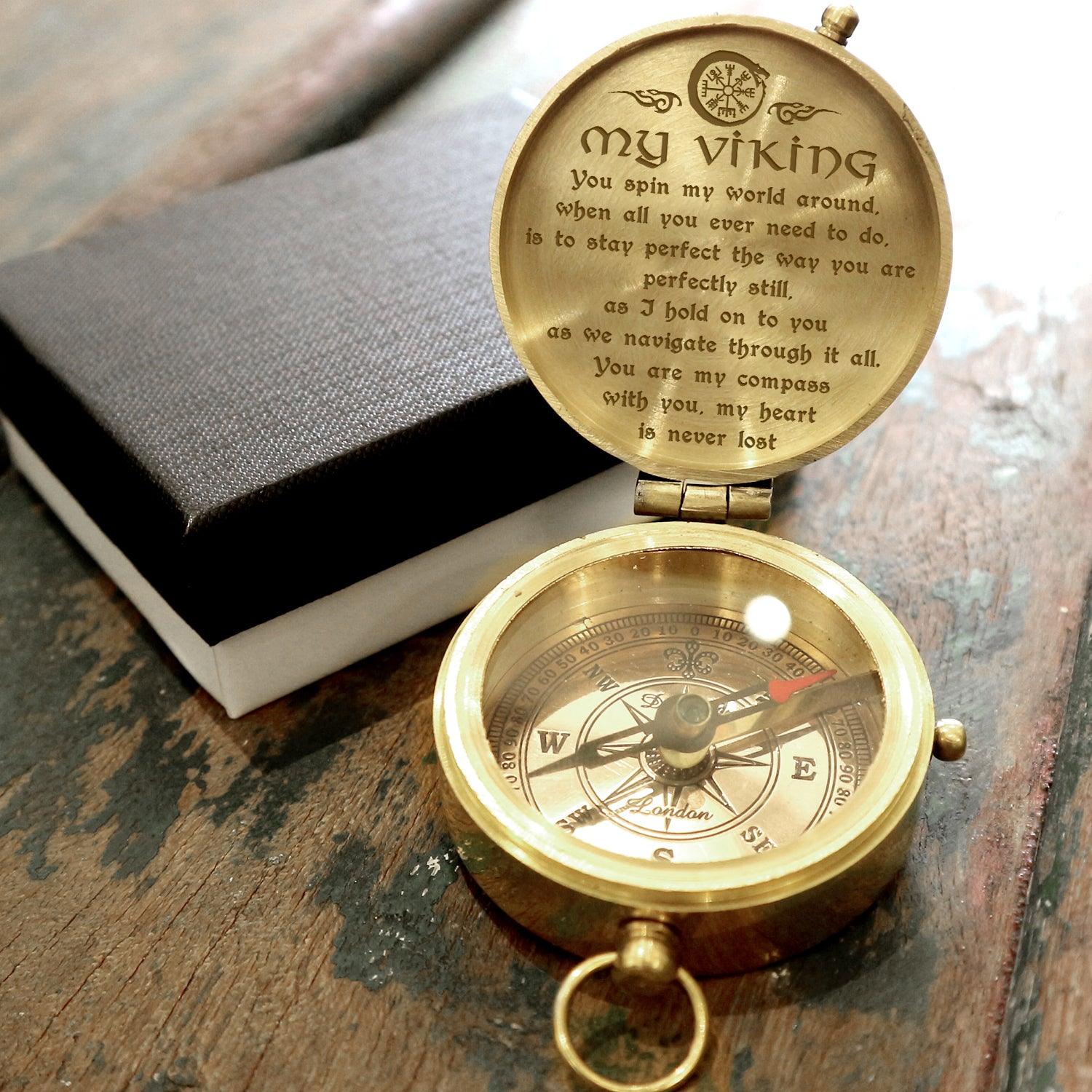 Engraved Compass - Viking - To My Man - You Spin My World Around - Augpb26039 - Gifts Holder