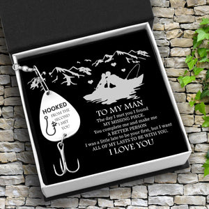 Engraved Fishing Hook - To My Man - Hooked From The Second I Met You - Augfa26006 - Gifts Holder