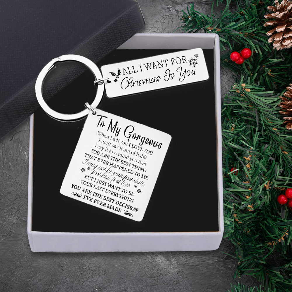 Engraved Keyring - Family - To My Gorgeous - All I Want For Christmas Is You - Augkr13003 - Gifts Holder