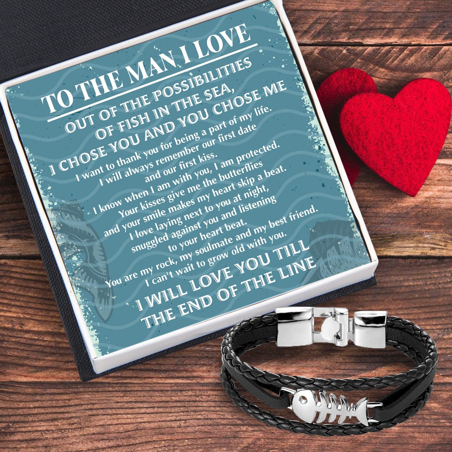 Fish Leather Bracelet - Fishing - To The Man I Love - You Are My Rock - Augbzp14002 - Gifts Holder