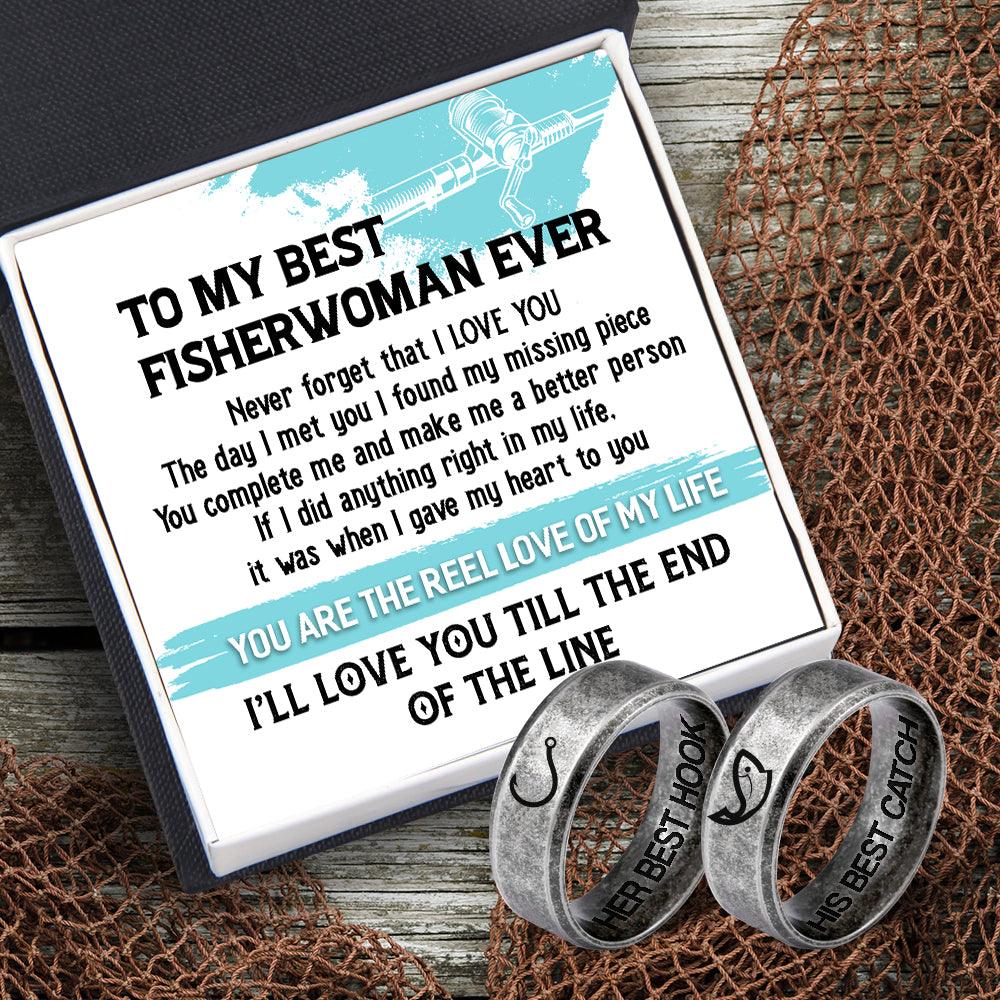 Fishing Couple Ring - Fishing - To My Fisherwoman - I'll Love You Till The End Of The Line - Augrld13004 - Gifts Holder