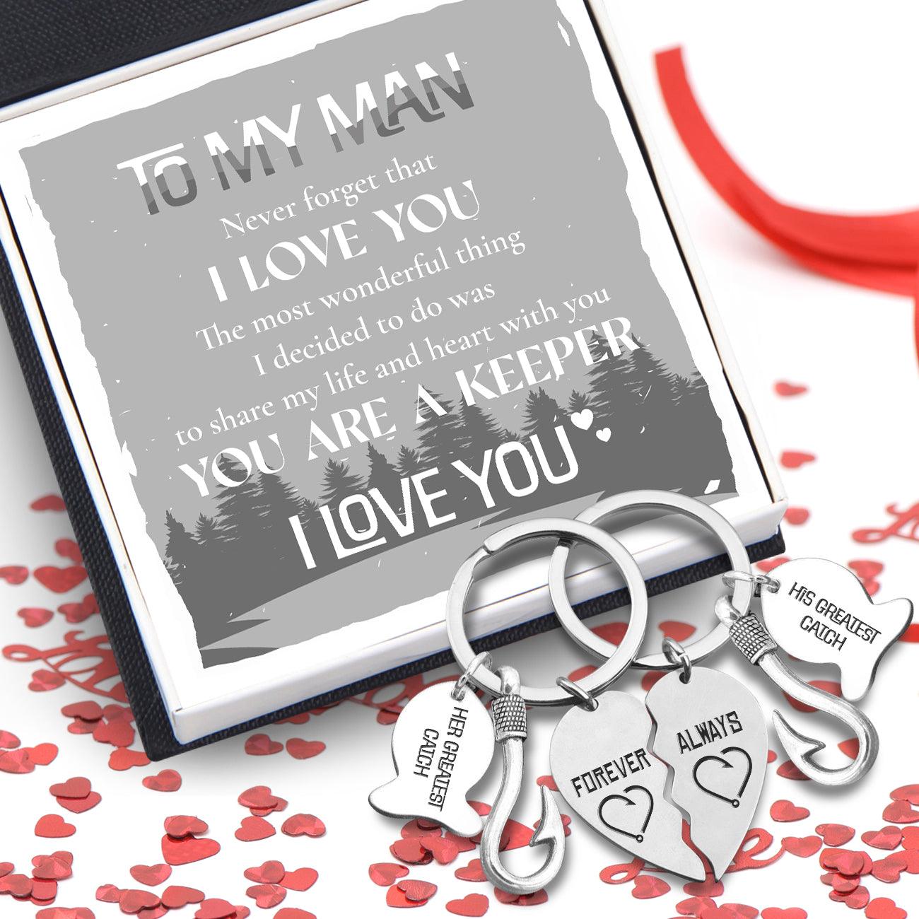 Fishing Heart Puzzle Keychains - To My Man - Never Forget That I Love You - Augkbn26003 - Gifts Holder