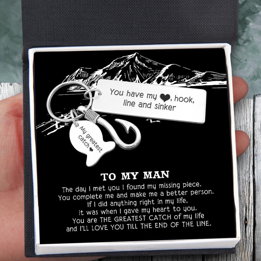 Fishing Hook Keychain - To My Man - You Have My Heart, Hook, Line And Sinker - Augku26005 - Gifts Holder
