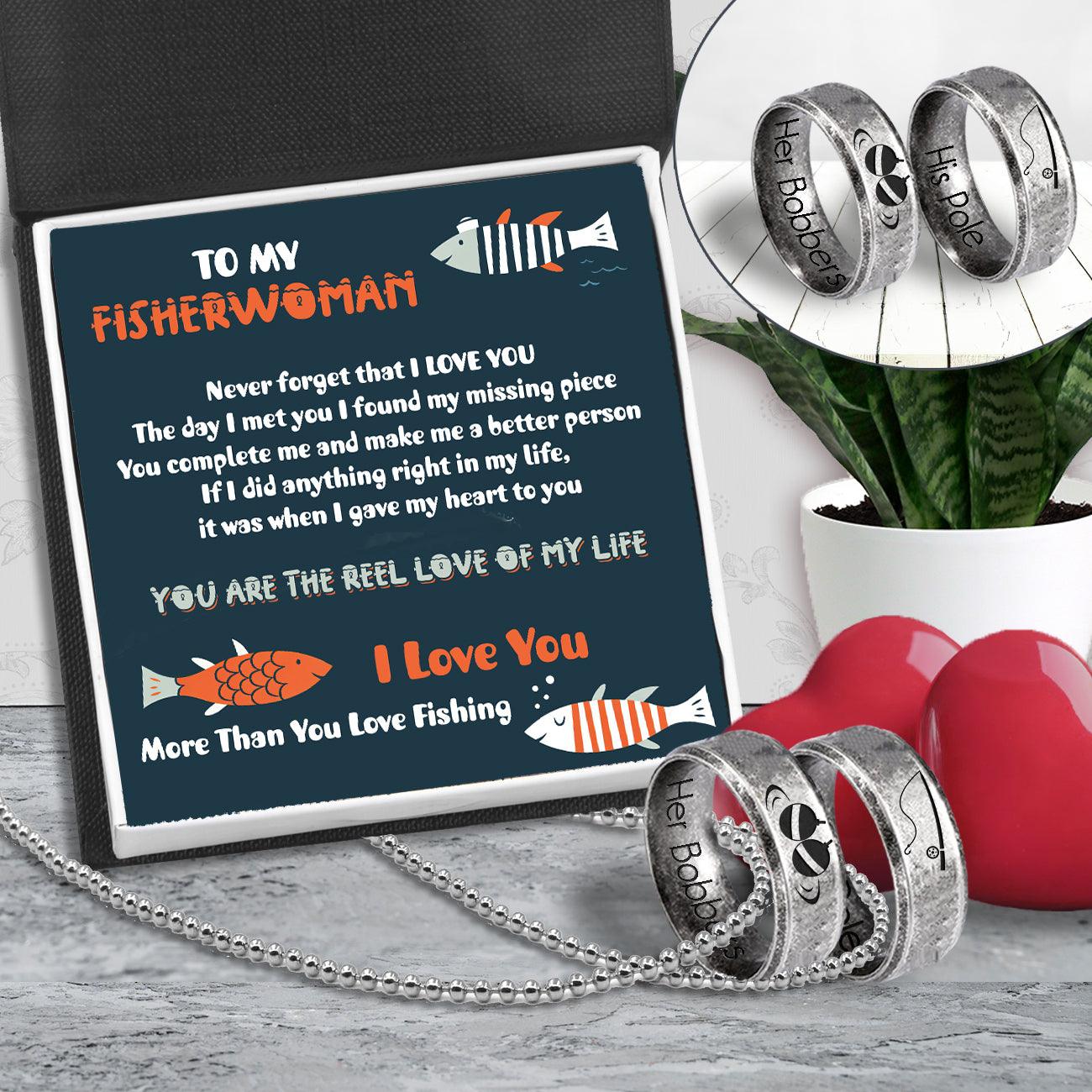 Fishing Ring Couple Necklaces - Fishing - To My Fisherwoman - I Love You More Than You Love Fishing - Augndx13008 - Gifts Holder