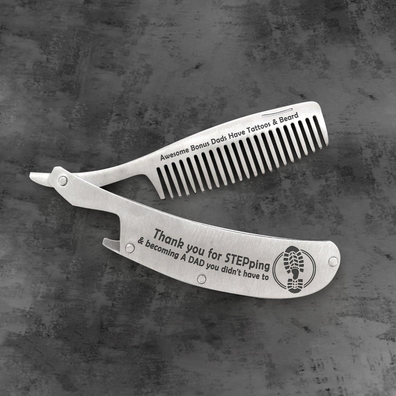 Folding Comb - Family - To My Bonus Dads - Thank You For Stepping And Becoming A Dad You Didn't Have To - Augec18013 - Gifts Holder