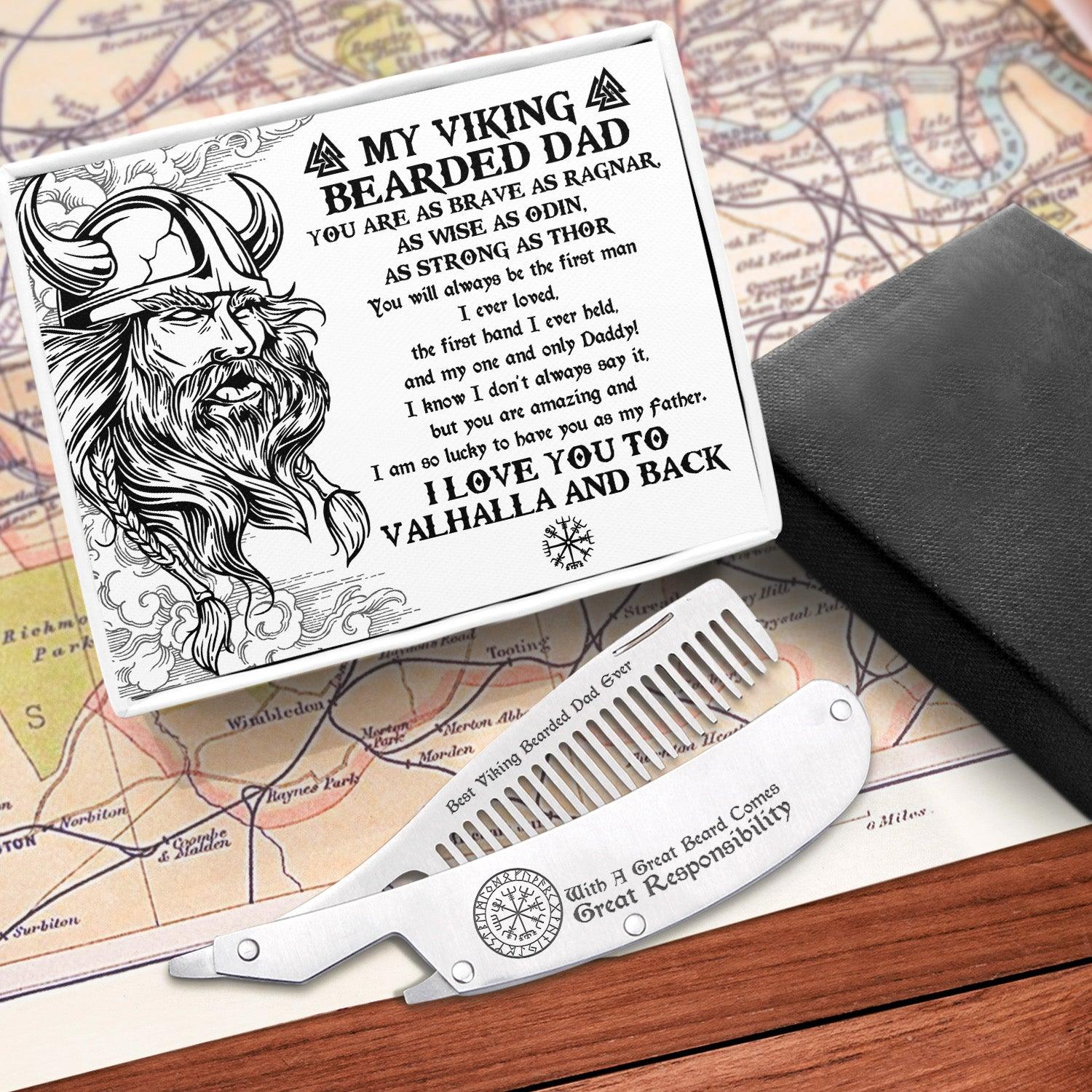 Folding Comb - Viking & Beard - To My Dad - I Love You To Valhalla & Back - Augec18024 - Gifts Holder