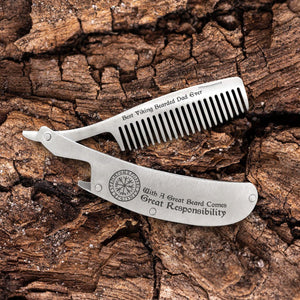 Folding Comb - Viking & Beard - To My Dad - I Love You To Valhalla & Back - Augec18024 - Gifts Holder