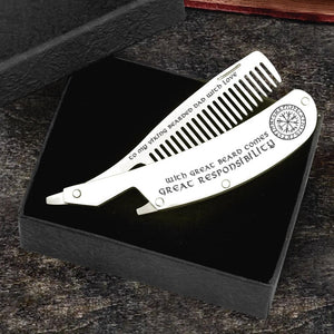 Folding Comb - Viking - My Viking Bearded Dad - With Great Beard Comes Great Responsibility - Augec18021 - Gifts Holder