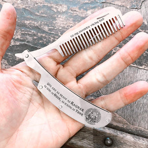 Folding Comb - Viking - To My Favorite Viking Dad - You Are As Brave As Ragnar, As Wise As Odin, As Strong As Thor - Augec18008 - Gifts Holder