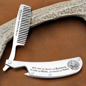 Folding Comb - Viking - To My Favorite Viking Dad - You Are As Brave As Ragnar, As Wise As Odin, As Strong As Thor - Augec18008 - Gifts Holder