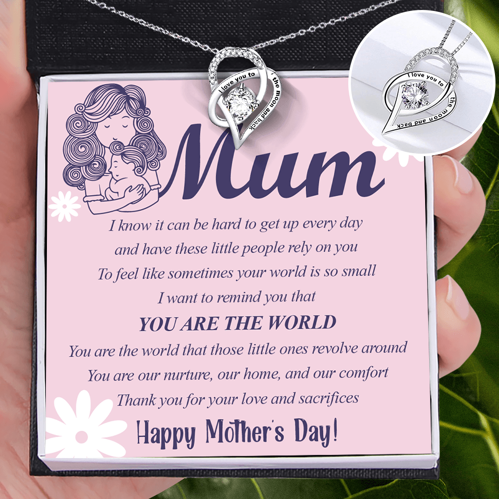 Heart Crystal Necklace - Family - To My Mum - You Are The World - Augnzk19013 - Gifts Holder