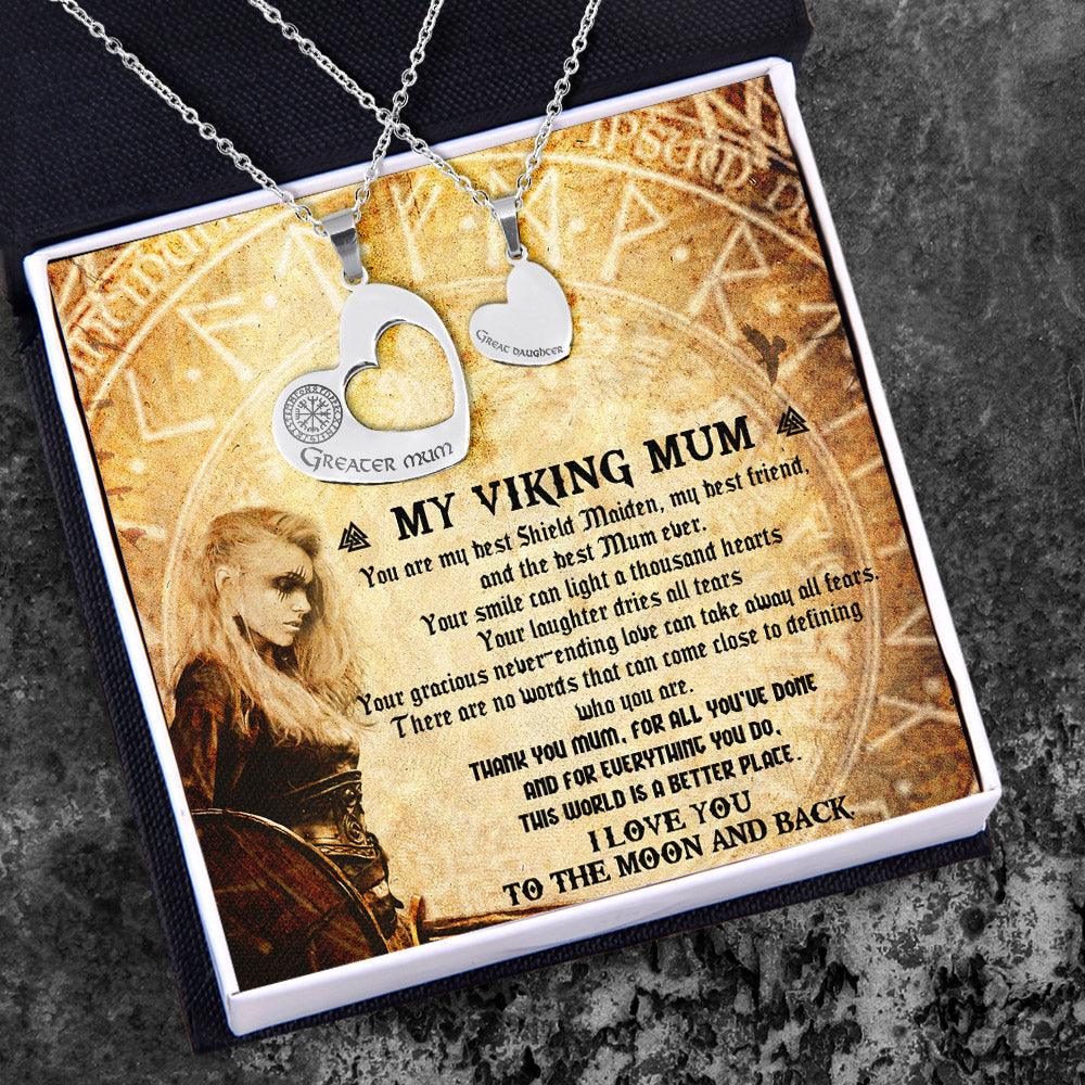 Heart Hollow Necklaces Set - Viking - To My Viking Mum - I Love You To The Moon And Back - Augnfb19001 - Gifts Holder