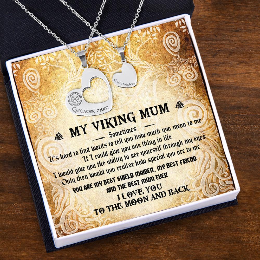 Heart Hollow Necklaces Set - Viking - To My Viking Mum - I Love You To The Moon And Back - Augnfb19002 - Gifts Holder