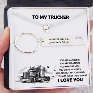 Heart Necklace & Keychain Gift Set - To My Trucker - You Are Everything I Want - Augnc26001 - Gifts Holder